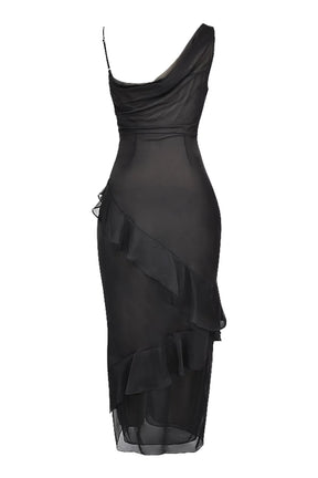 Long Black Dress Model Meredith - Chiffon