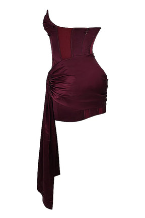 Short Satin Shaping Dress Cherry Model Loubella