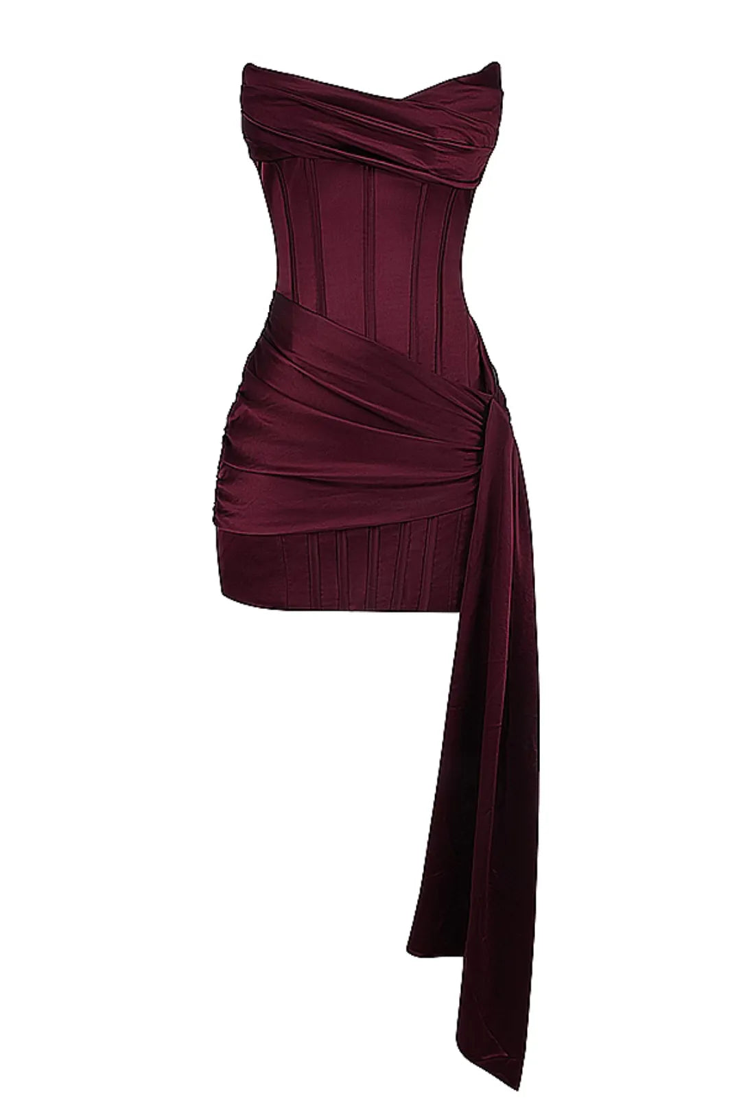 Short Satin Shaping Dress Cherry Model Loubella