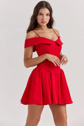 Off-shoulder fitted short dress