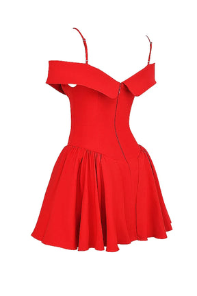 Off-shoulder fitted short dress