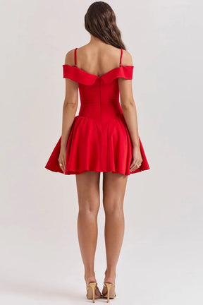 Off-shoulder fitted short dress