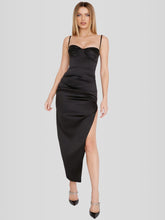 Long Satin Shaping Dress - Jade Model