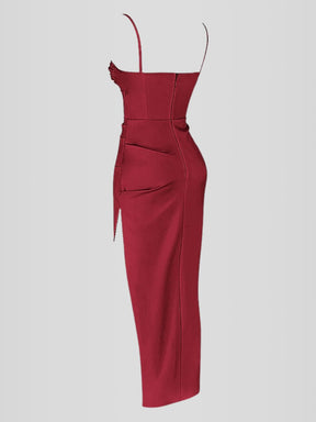 Long Satin Shaping Dress - Jade Model
