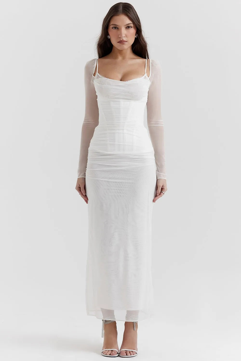 Long Lace and Corset Dress – Elegant Long Sleeve