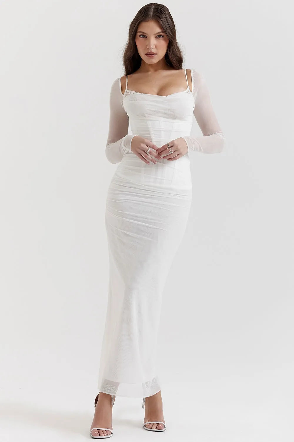 Long Lace and Corset Dress – Elegant Long Sleeve