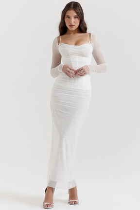 Long Lace and Corset Dress – Elegant Long Sleeve