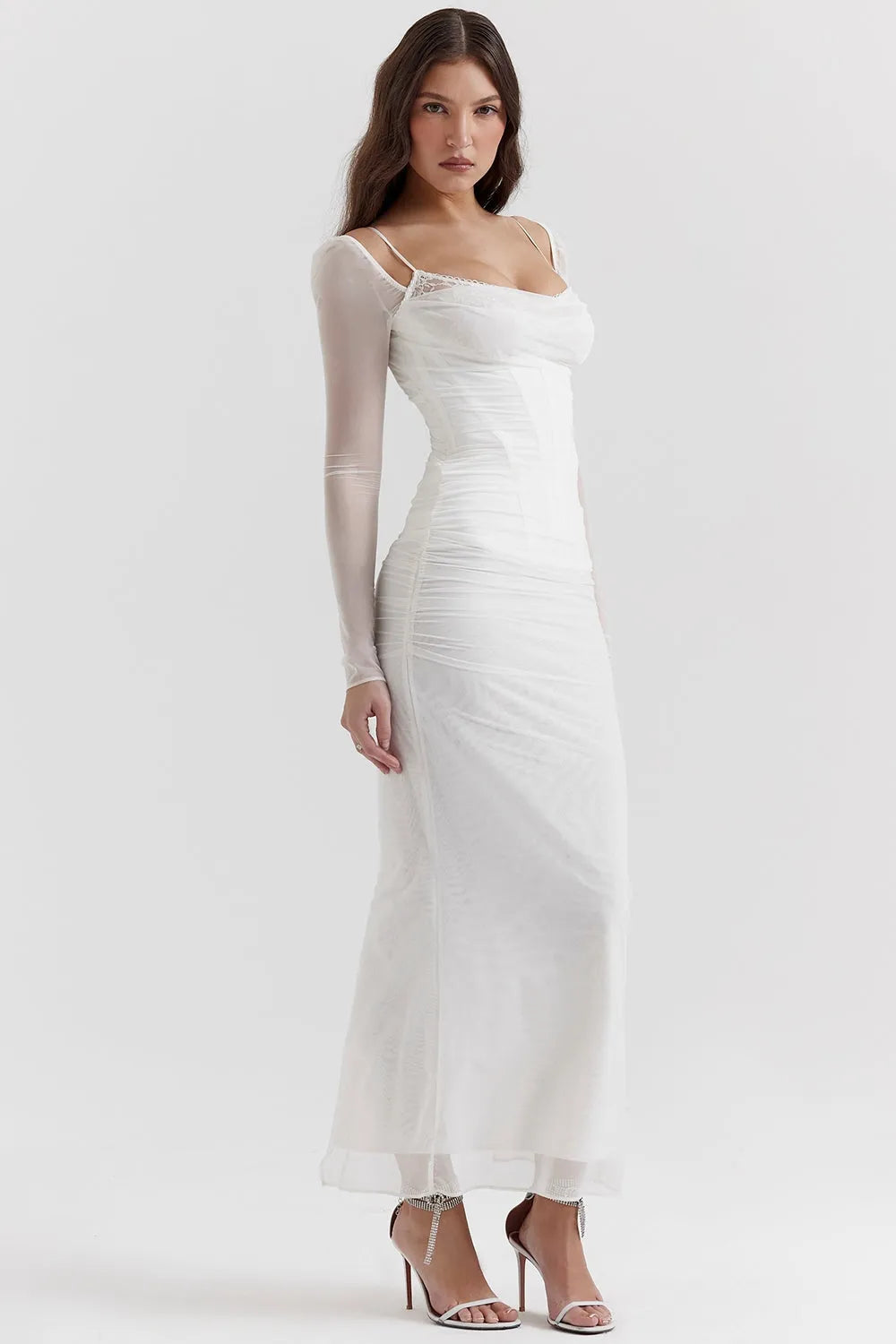 Long Lace and Corset Dress – Elegant Long Sleeve