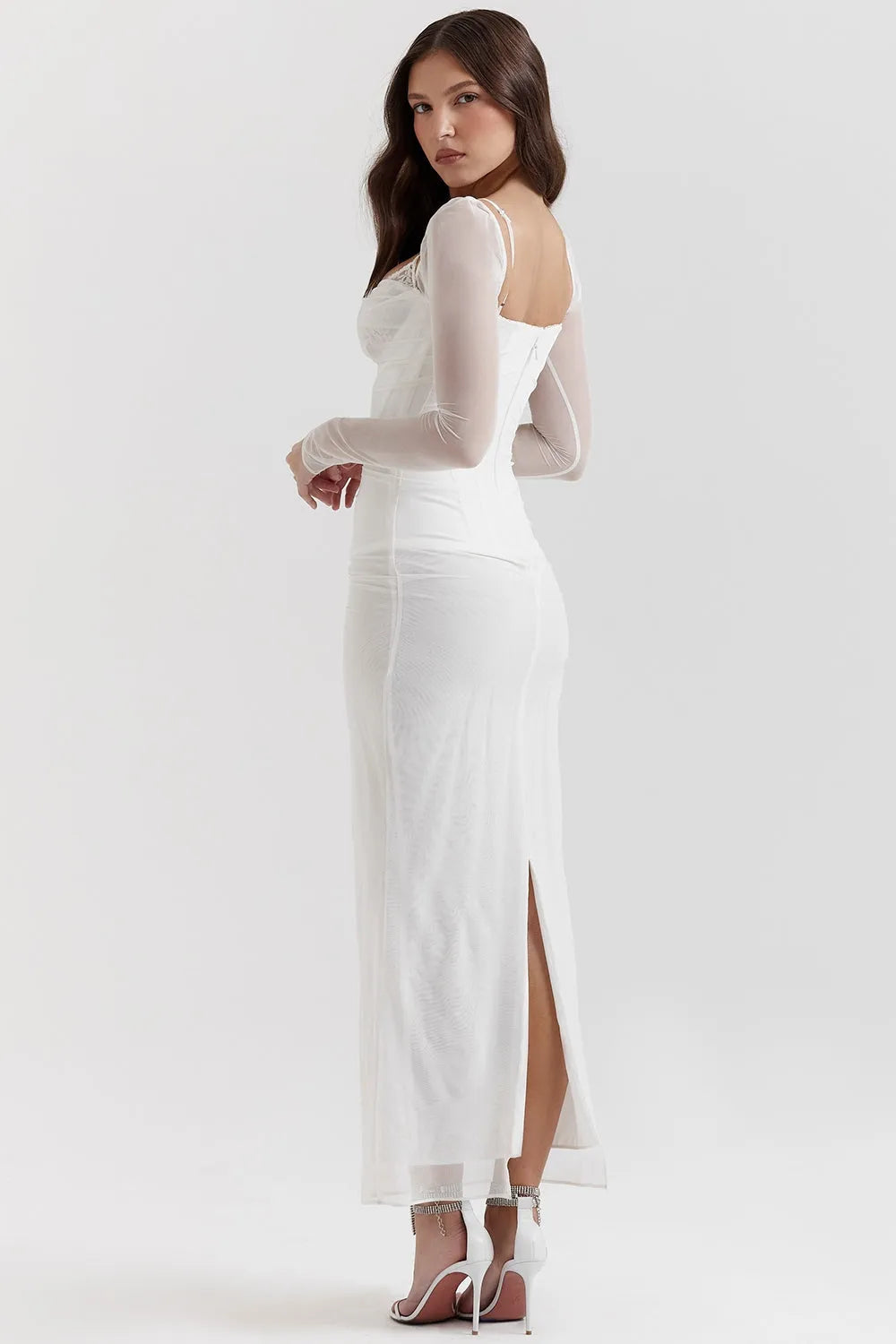 Long Lace and Corset Dress – Elegant Long Sleeve