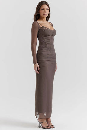 Long Lace and Corset Dress – Elegant Long Sleeve