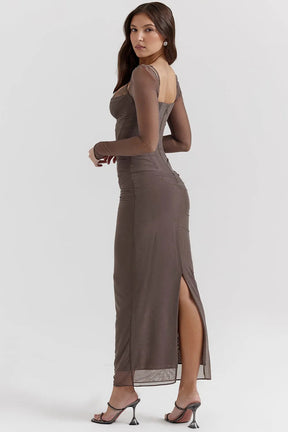 Long Lace and Corset Dress – Elegant Long Sleeve