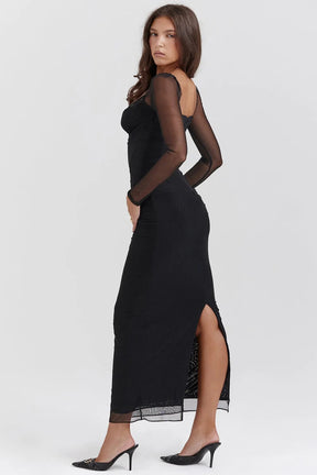 Long Lace and Corset Dress – Elegant Long Sleeve