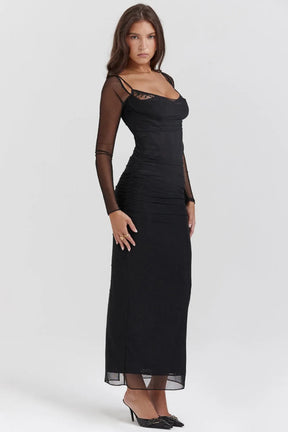 Long Lace and Corset Dress – Elegant Long Sleeve