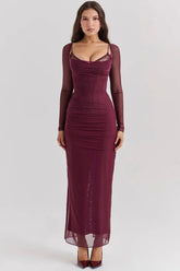 Long Lace and Corset Dress – Elegant Long Sleeve