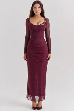 Long Lace and Corset Dress – Elegant Long Sleeve