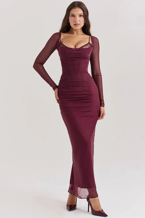 Long Lace and Corset Dress – Elegant Long Sleeve