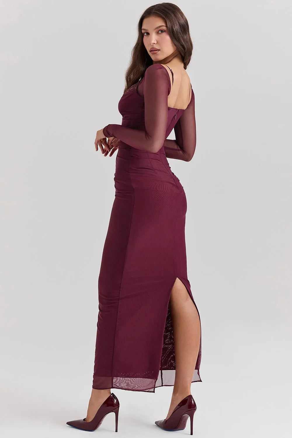Long Lace and Corset Dress – Elegant Long Sleeve