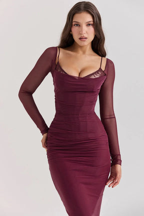 Long Lace and Corset Dress – Elegant Long Sleeve