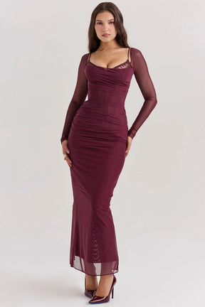 Long Lace and Corset Dress – Elegant Long Sleeve