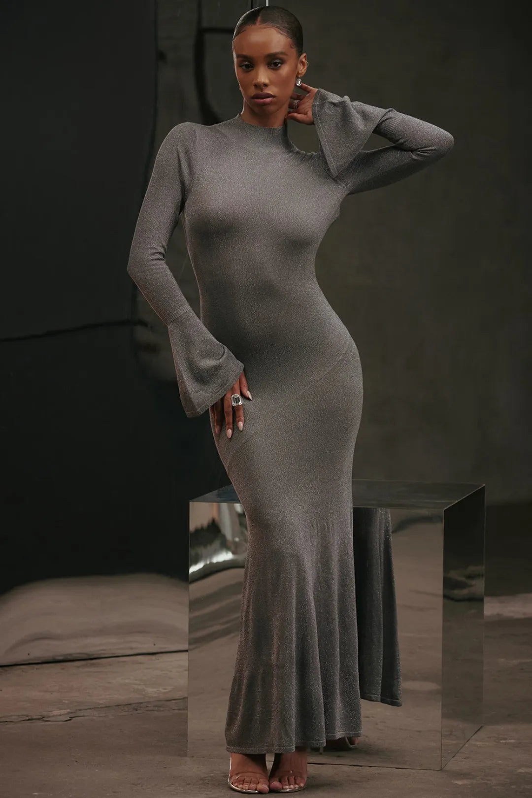 Captivating Gray Long Evening Dress Model Sancha