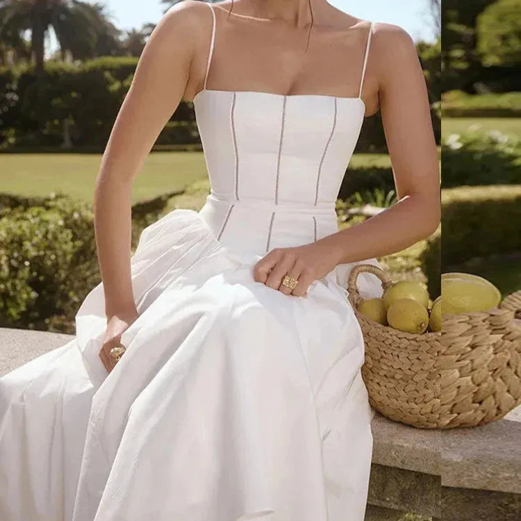 White Midi Dress with Corset for Civil Wedding – Katherine Model