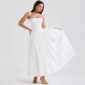 White Midi Dress with Corset for Civil Wedding – Katherine Model