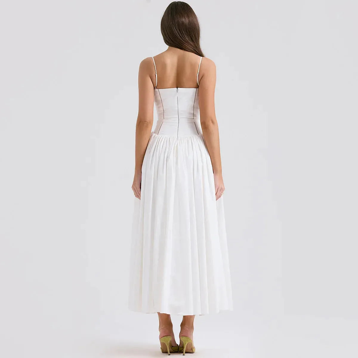 White Midi Dress with Corset for Civil Wedding – Katherine Model
