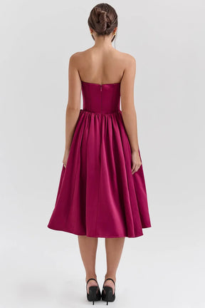 Elegant Midi Dress in Wine Color – Felicie Model