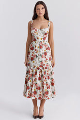 Elia Cotton Molded Floral Midi Dress