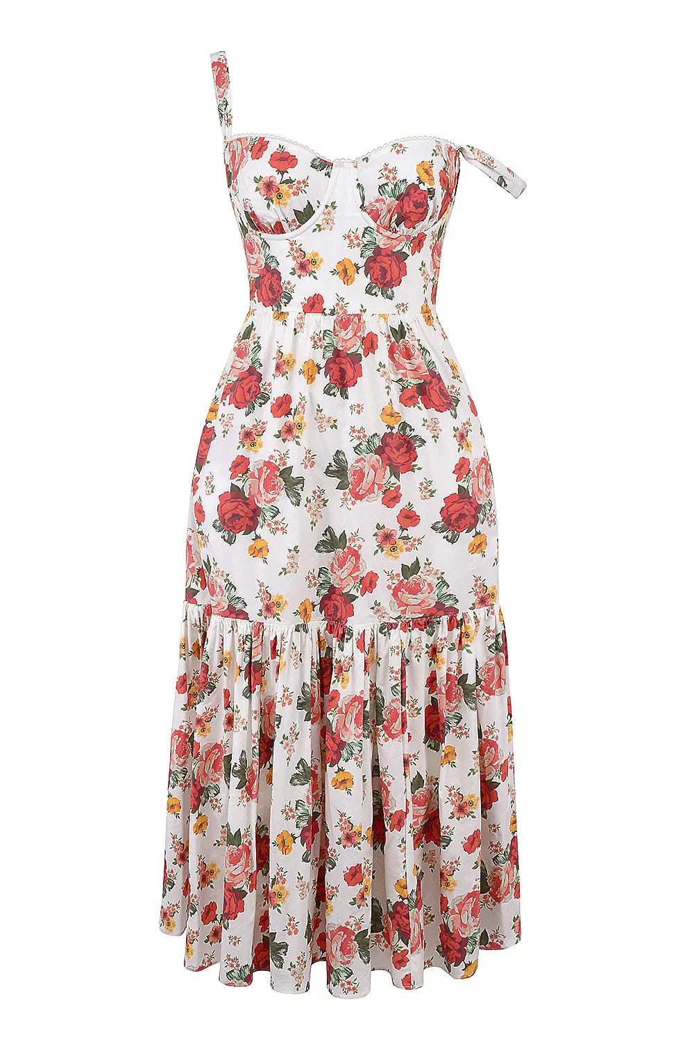 Elia Cotton Molded Floral Midi Dress