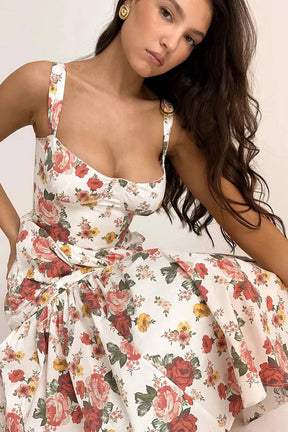 Elia Cotton Molded Floral Midi Dress