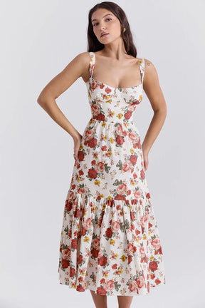 Elia Cotton Molded Floral Midi Dress