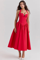 Red midi dress Passione - Elloa model