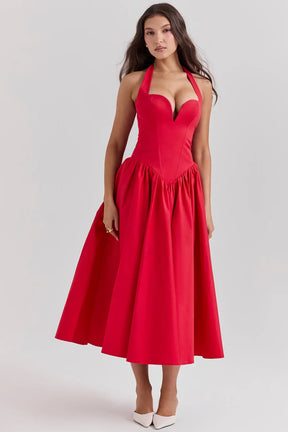 Red midi dress Passione - Elloa model
