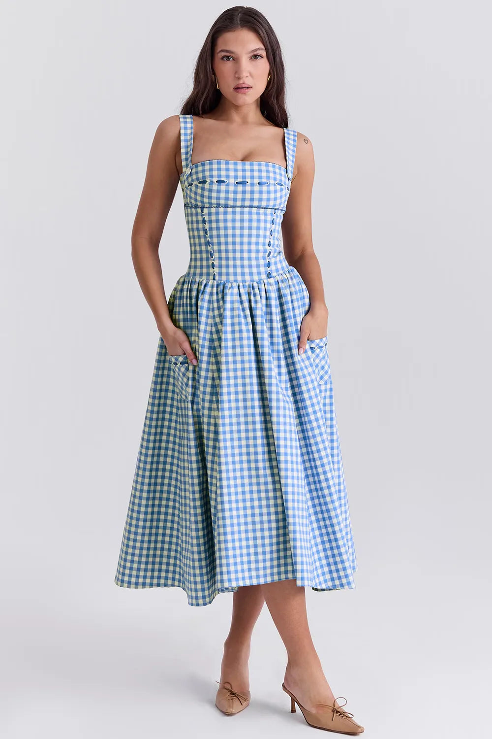Midi Plaid Dress Shaper - Lauren Model