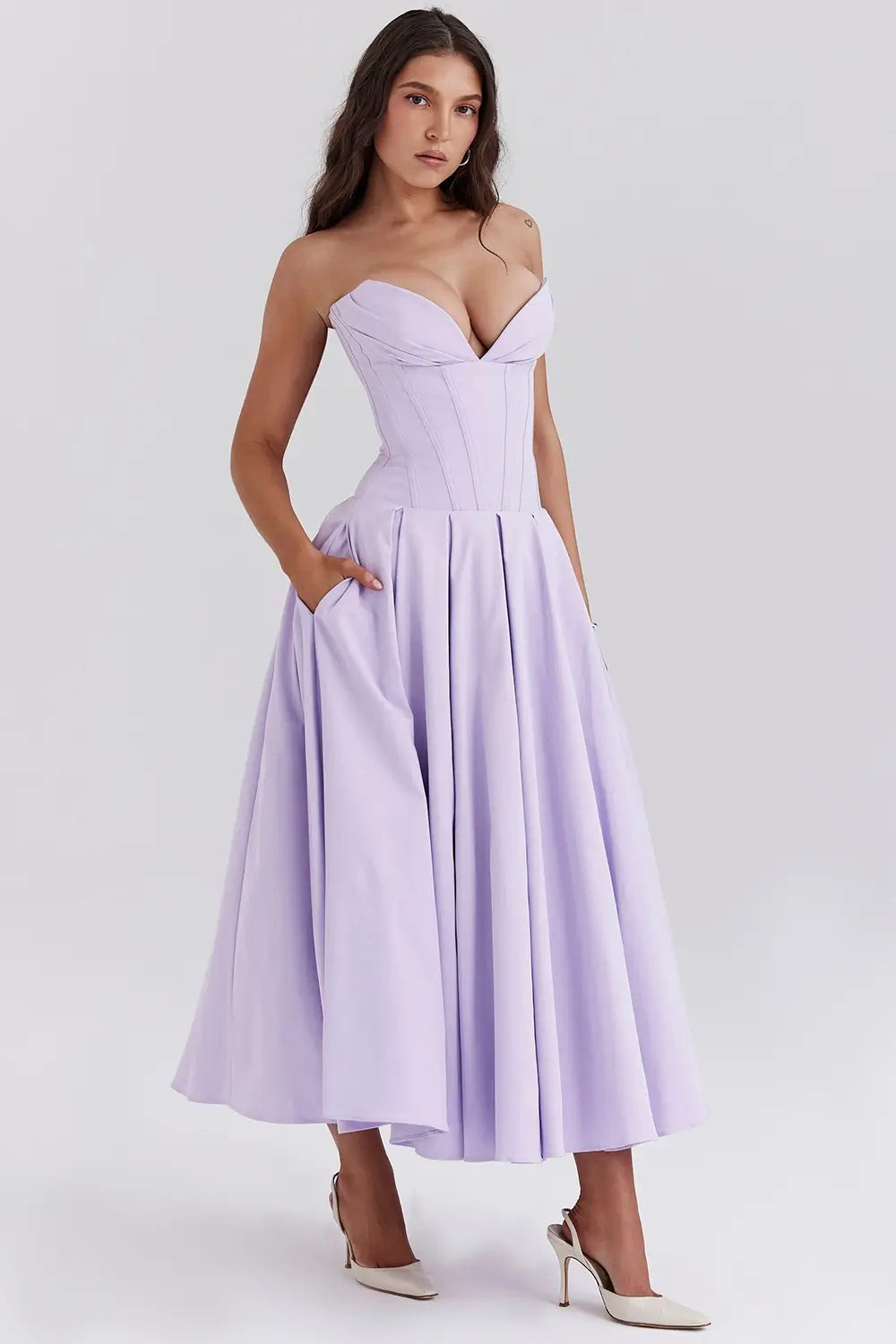 Evelyn Model Corset Midi Dress