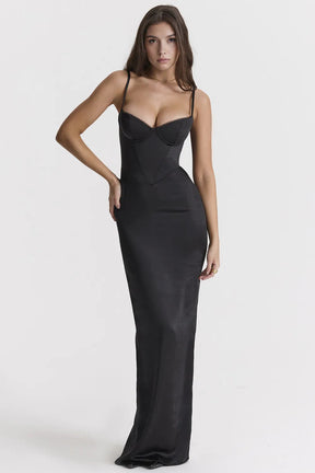 Long Satin Dress - Isabelle Model