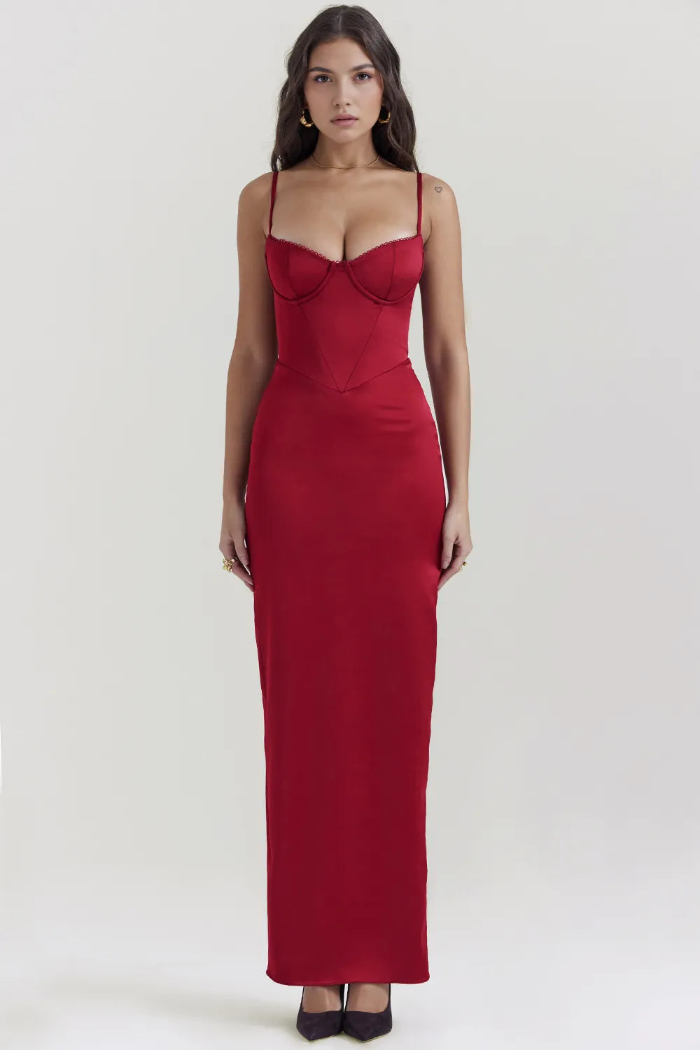 Long Satin Dress - Isabelle Model
