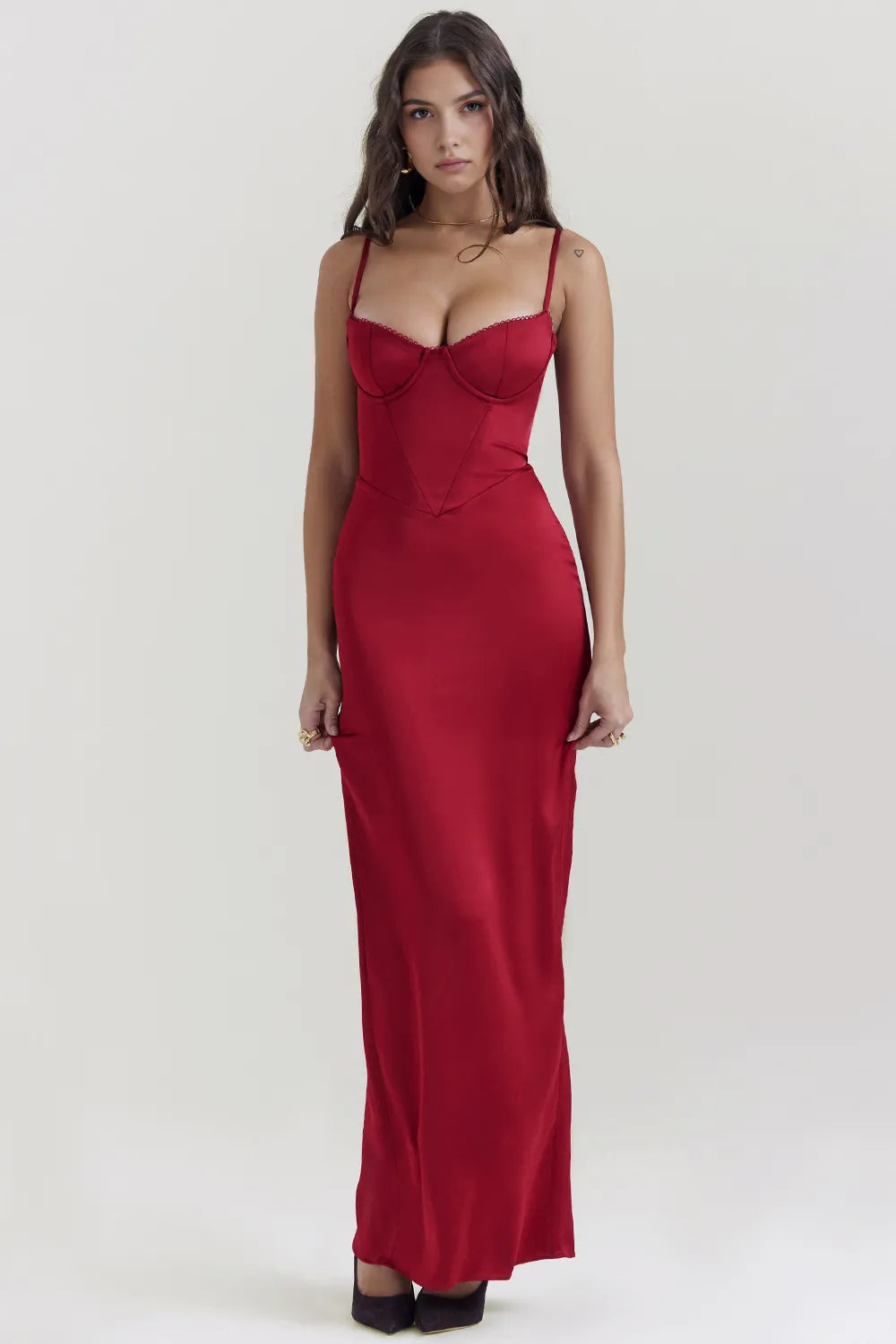 Long Satin Dress - Isabelle Model