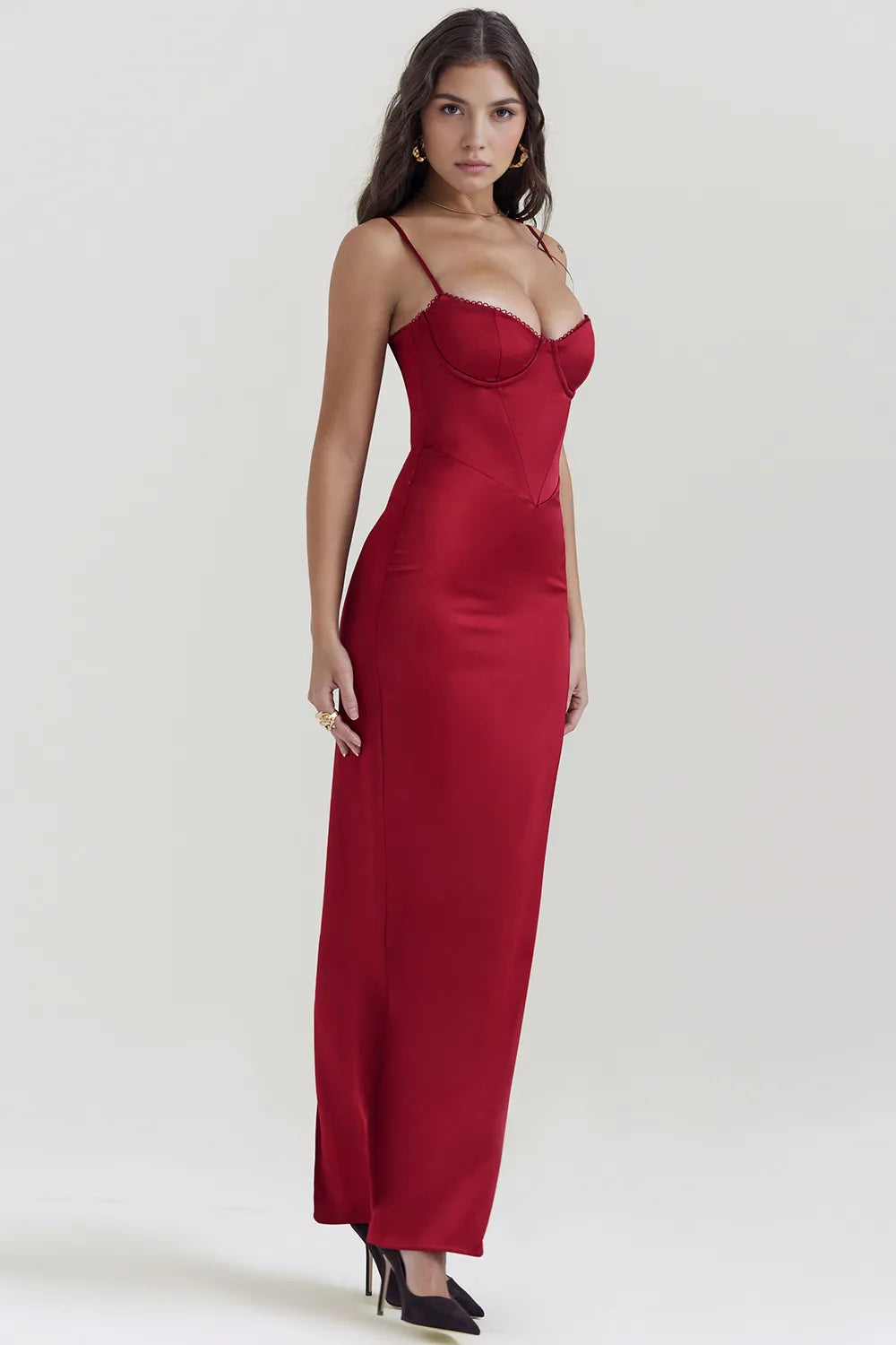 Long Satin Dress - Isabelle Model