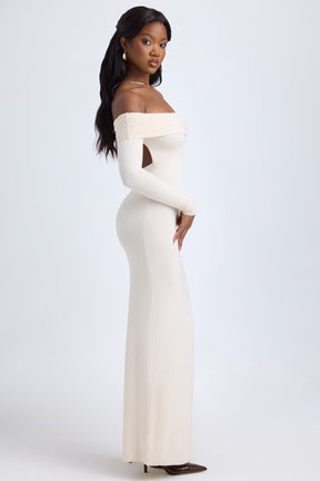 Long Modal Dress with Off-Shoulder and Open Back