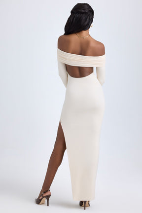 Long Modal Dress with Off-Shoulder and Open Back