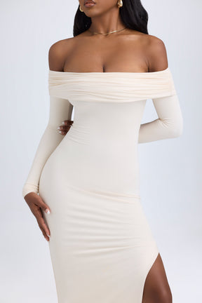 Long Modal Dress with Off-Shoulder and Open Back