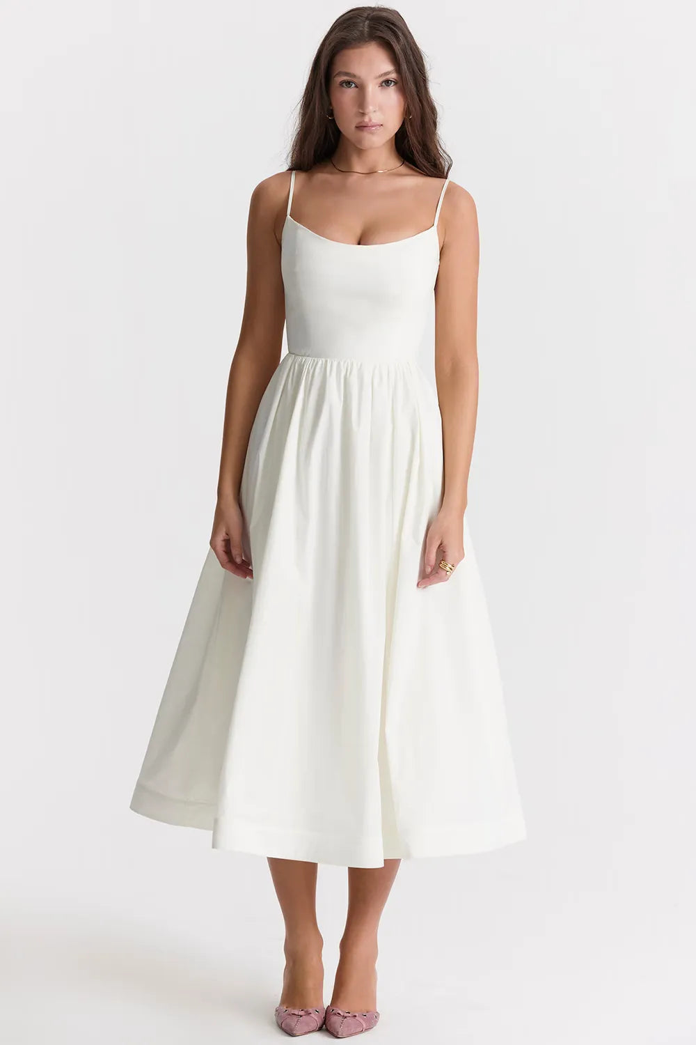 Solid Midi Women's Dress Clearance Model