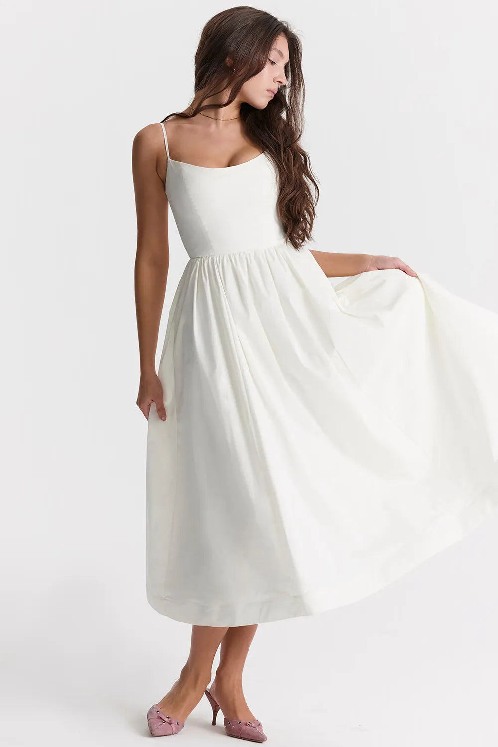 Solid Midi Women's Dress Clearance Model