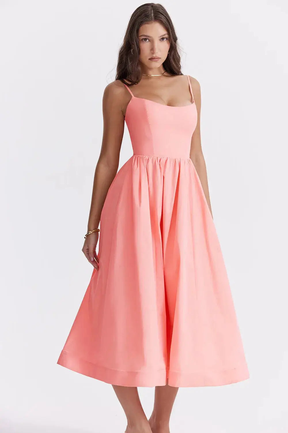 Solid Midi Women's Dress Clearance Model