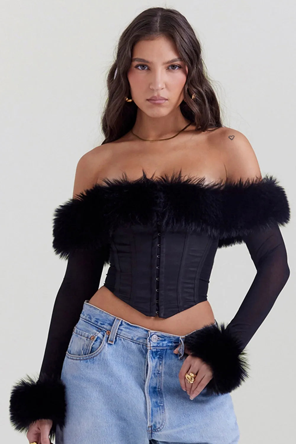 Ribbed Sleeve Corset - Model Ryana