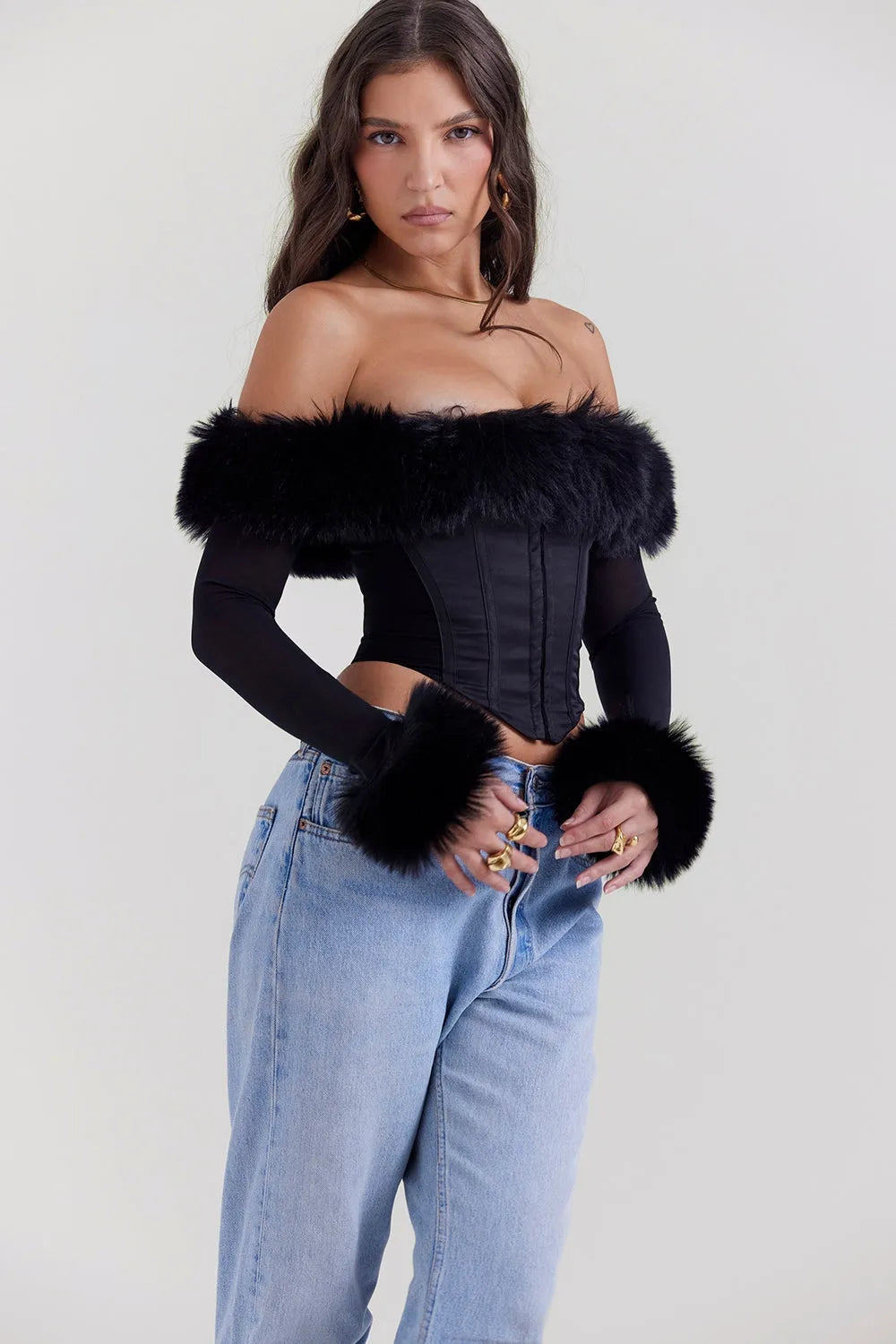 Ribbed Sleeve Corset - Model Ryana