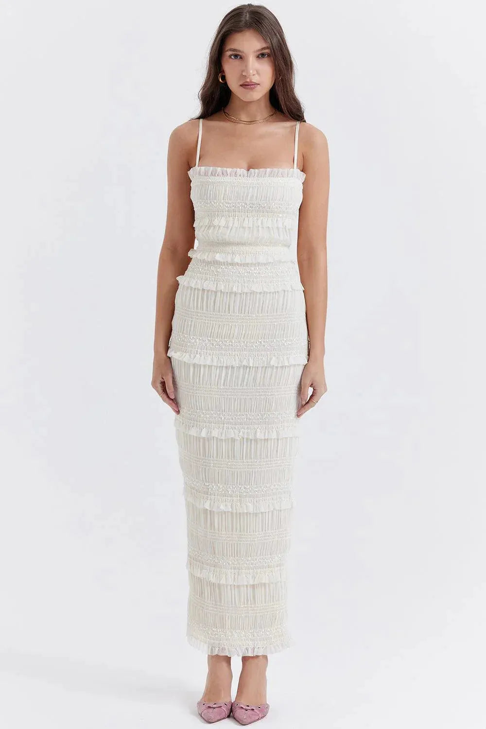 Elegant Long White Dress for Civil Wedding – Luna