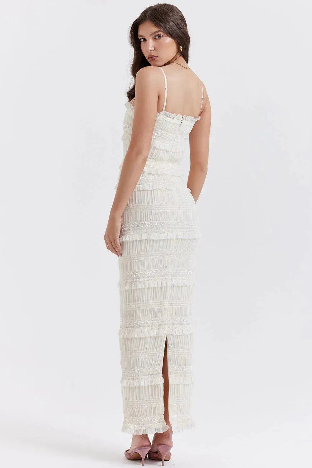 Elegant Long White Dress for Civil Wedding – Luna